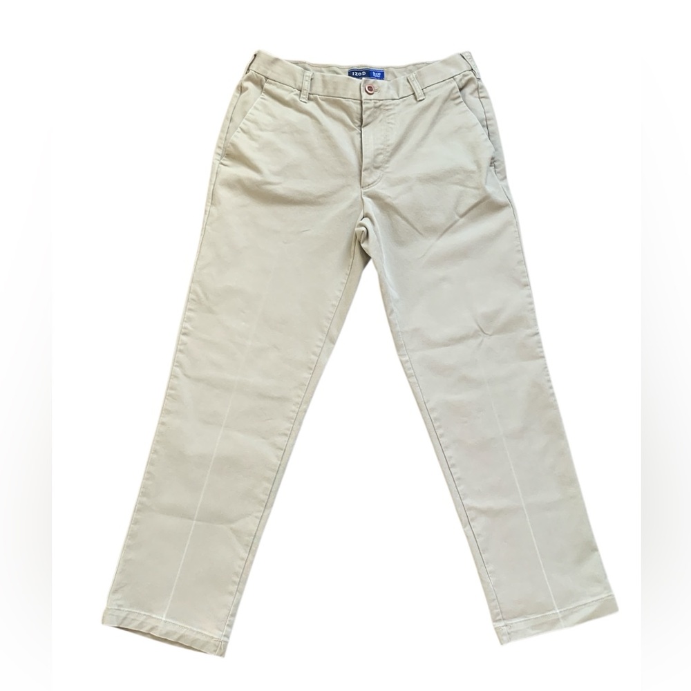 IZOD Khaki Chino Pants Men’s 32x30 Straight Fit Stretch Beige Stone Tan